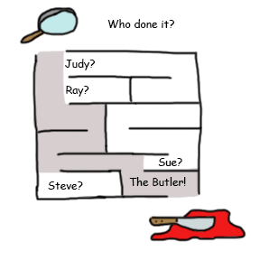 A maze marked "Who Done It"