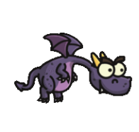 Cartoon of derpy purple dragon