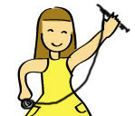 girl in yellow dress with yarn and a knitting needle