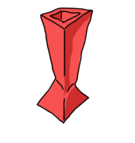 a red, square vase