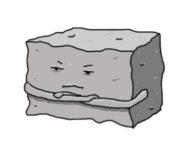 grumpy looking concrete block