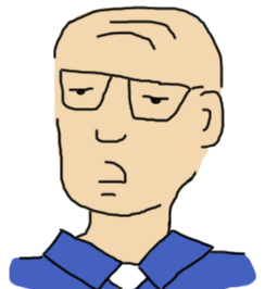 a bald man with glasses