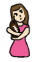 cartoon of a girl hugging a football