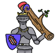 cartoon man in armor with crown and giant log in one hand
