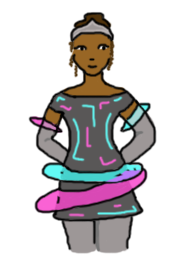 cartoon of a woman in spacey dress