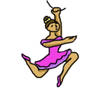 cartoon of a ballerina hanging from a wire