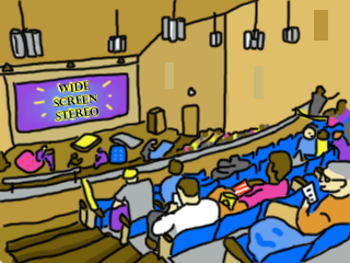 cartoon of a theatre full of people