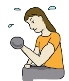 Cartoon of woman doing bicep curls